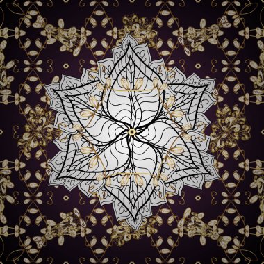 Seamless oryantal klasik altın modeli. Altın yinelenen öğeleri üzerinde bir kahverengi ve beyaz renkleri ile vektör arka plan.