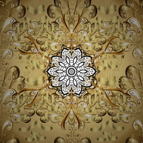 Vektor Goldenes Nahtloses Muster Goldene Elemente Orientalischen Stil Arabesken Nahtloses — Stockvektor