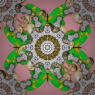 İslam, Arapça, Hintçe, Türkçe, Pakistanca, Çince, sedirce motifleri. Doğuya özgü bir model. Vintage vektör dekoratif elementler. Tarafsız ve beyaz renklerde renkli Mandalalar.