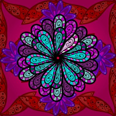 Sorunsuz çiçek desenli vektör çizim içinde. Düz çiçek öğeleri tasarım. Güzel kumaş deseni. Bahar Tema Dikişsiz desen arka plan rengi.