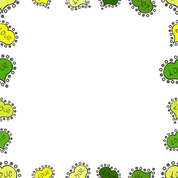 Seamless pattern. Comic style doodle frame consists of yellow, white and green border. Vector.