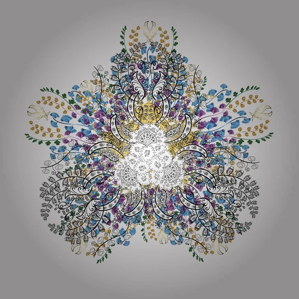 Résumé Avec Floral Elements Design Sur Des Couleurs Blanches Bleues — Image vectorielle