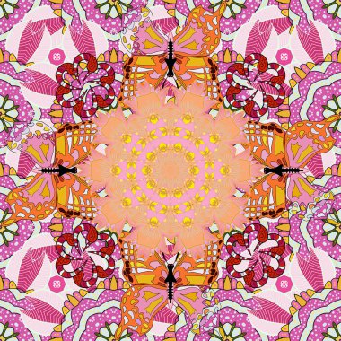 Çiçeksiz desenlerin resmi. Vadinin çiçekleri tarafsız, gri ve pembe renklerde.