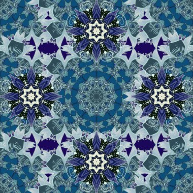 Gri, nötr ve mavi renkte çiçekler. Yumuşak, bahar çiçekli arka plan. Çiçekli karalama şeklinde vektör deseni.