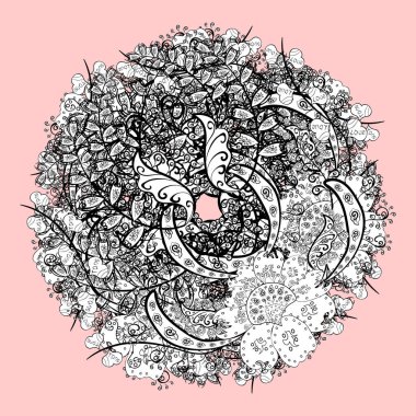 Çizimler siyah, nötr ve beyaz renklerde. Şık kumaş deseni. Eski model. Vektör.