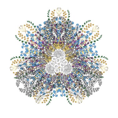 Vektör çizim. Kar taneleri arka plan. Düz renkli arka plan üzerinde izole kar taneleri tasarımı. Kar tanesi süs desen. Snowflakes desen.