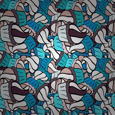 Romantik süsleme tasarlamak zemin. Sorunsuz cupcakes el çekilmiş seamless modeli. Renkli arka plan vektör şekerlemeler koleksiyonu ile. Dekoratif kroki, yazdırma için iyi.