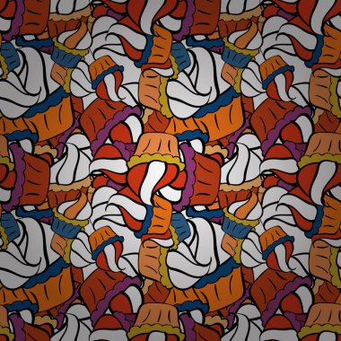 Kusursuz desenli el çizimi kekler. Sweets arka plan tasarımı. Siyah, beyaz ve turuncu renk. Vektör çizimi. Fırın için yazdır.