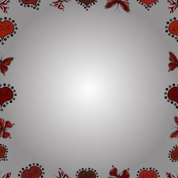 Foto Rode Witte Zwarte Kleuren Handgetekende Doodle Frames Vector Naadloos — Stockvector