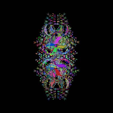 Modaya uygun kumaş deseni. Kusursuz bir iz. Vektör. Karalamalar siyah, mavi ve yeşil renklerde.