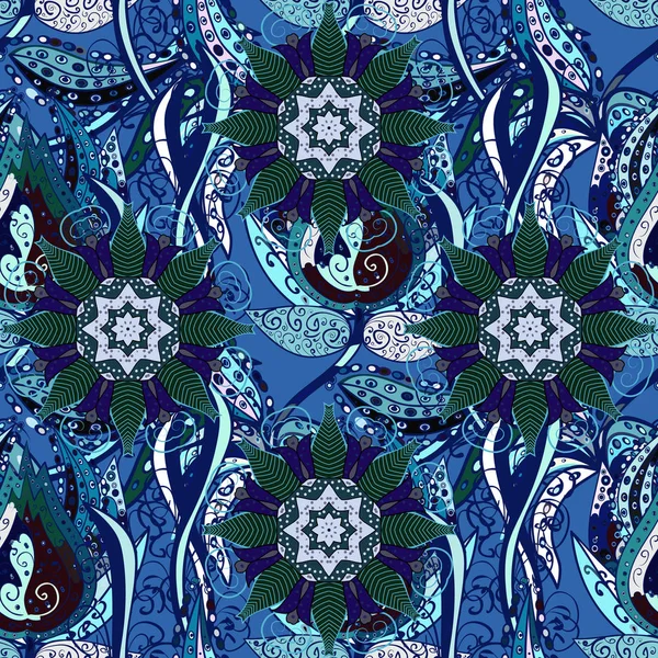 Flowers Green Blue Neutral Colors Vector Illustration Seamless Flower Pattern — Stock Vector