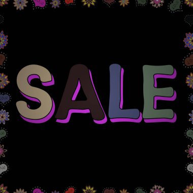 Yaz indirimi afişi arka planı. Pankart, el ilanı, davetiye, poster, web sitesi veya tebrik kartı için şirin bir tasarım. Yeşil, kahverengi ve siyah renkler üzerine bir resim. Vektör çizimi. Kusursuz..