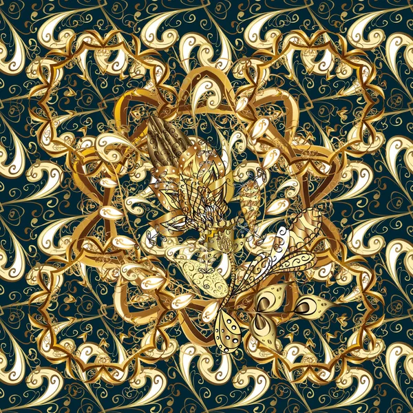 Nahtlose Königliche Luxus Goldenen Barock Damast Vintage Vektor Nahtlose Muster — Stockvektor