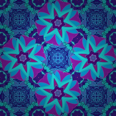 Çiçekli karalama şeklinde vektör deseni. Vektör çizimi. Mor, mor ve mavi renkte yaz çiçekleri..