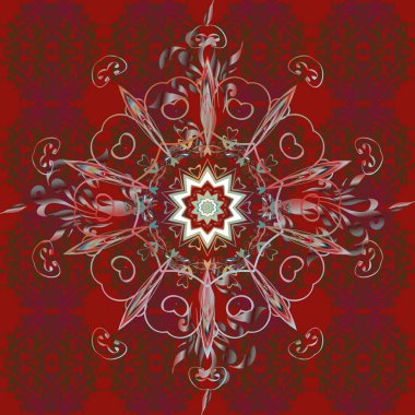 Kırmızı, nötr ve kahverengi renkte çiçekler. Vektör düz çiçekler pürüzsüz desen. Tasarım hediye paketi, tebrik kartları, posterler ve afiş tasarımı.