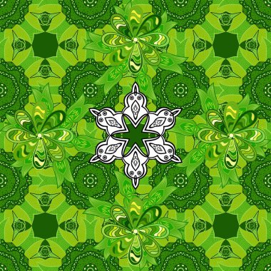 Yumuşak, yaz çiçekli arka plan. Çiçekli karalama şeklinde vektör deseni. Yeşil, sarı ve siyah renkte çiçekler.