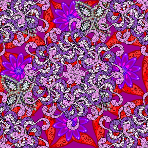 Ilustración Vectorial Patrón Sin Costuras Suave Primavera Colores Púrpura Violeta — Vector de stock