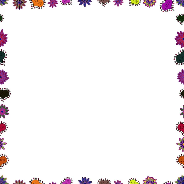无缝图案 涂鸦元素手绘框架 白色和紫色图片 — 图库矢量图片