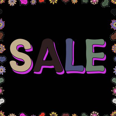 Kusursuz desen. Satılık logotinin sanat çizimi, dağıtım, kapanış, moda, hediyelik eşya, dükkan. Pankart için el yapımı promosyon tasarımı. Kahverengi, siyah ve yeşil renkli bir resim. Vektör.