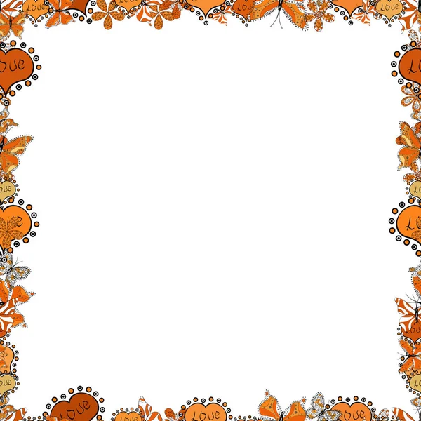 矢量图解 涂鸦框 Doodle Frame 无缝图案 用白色 黑色和橙色说明 — 图库矢量图片