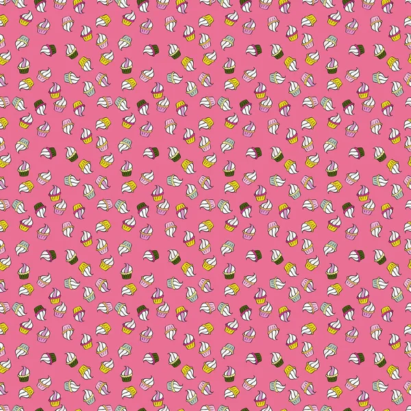 Beyaz, pembe ve nötr üzerinde parlak doğum günü deseni. Vektör. Paket kağıdı. Keklerle suluboya kusursuz desen.