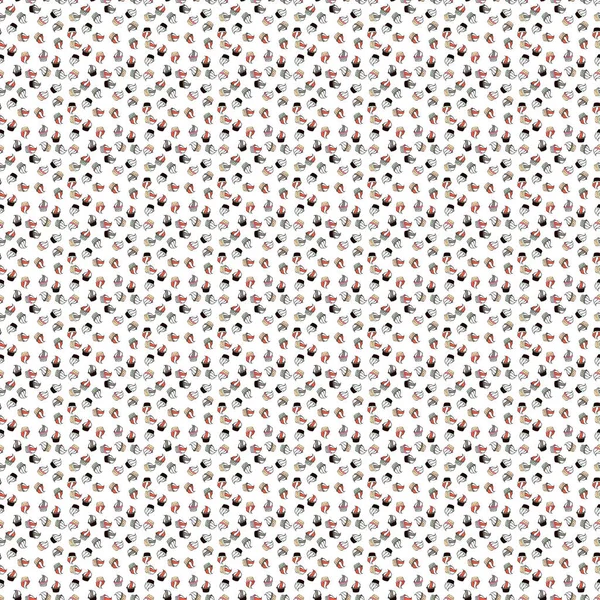 Vektör. Şekerli kusursuz desen - dondurma, tatlı beyaz, siyah ve gri arka planda izole edilmiş küçük kekler. Doğum günü kartı, çocuk menüsü, ambalaj, tekstil, kumaş, duvar kağıdı için kullanılabilir.