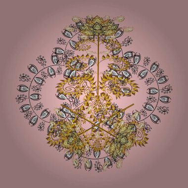 Farklı kar tanesi toplama vektörü, altın rengi kış elementleri. Şirin kar taneli, soyut rengarenk vektör Noel arkaplanı.