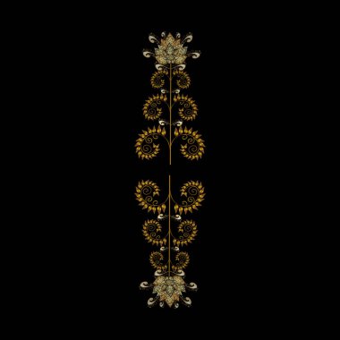 Basit bir kar tanesi. Kışın sembolü, Mutlu Noel tatili, Yeni Yıl Kutlama Vektörü illüstrasyonu. Altın renkler üzerine bir resim. Soyut çizim, paket dekorasyonu.