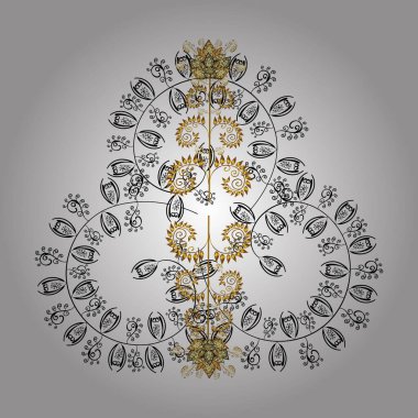 Kar taneleri izole edildi. Kar tanesi süsü taşıyıcı illüstrasyonu. Altın renkte kar tanesi süsü. Güzel süs eşyası..