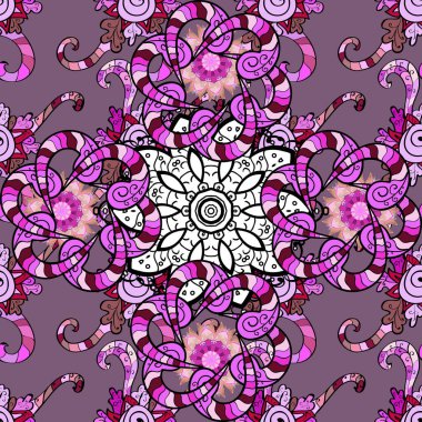 Vektör illüstrasyonunda kusursuz çiçek deseni. Pembe, nötr ve siyah renkte çiçekler.