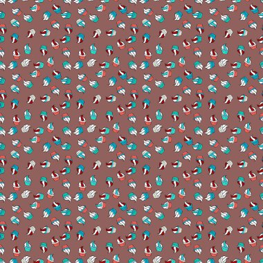 Vektör çizimi. Sweets arka plan tasarımı. Elle çizilmiş resimli pasta. Mavi, beyaz ve pembe arka planda suluboya desenli kekler..