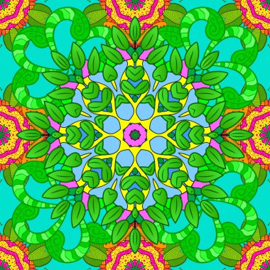 Hediye ambalaj kağıdı, tebrik kartları, posterler ve pankart tasarımı. Sarı, yeşil ve mavi renkte çiçekler. Vektör düz çiçekleri pürüzsüz desen.