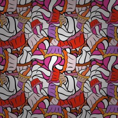 Vektör. Pembe karalamalar, siyah beyaz renkler. Kusursuz Güzel kumaş deseni.