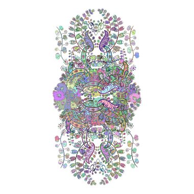 Vektör mimari Müslüman dokusu tasarımı. Tarafsız, mavi ve beyaz renklerde İslami mandala yuvarlak süslemesi. Broşürler, Pers motifleri ve davetiyeler için kullanılabilir.