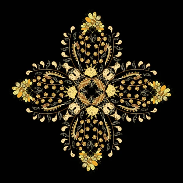 Bonito Objeto Ornamento Ornamento Floco Neve Cores Douradas Floco Neve — Vetor de Stock