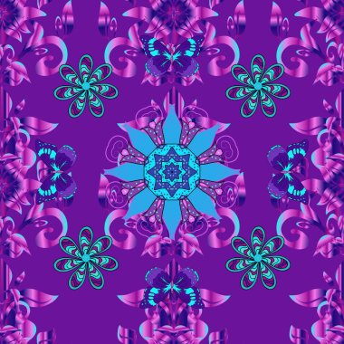 Vektör. Tomurcukları çiçek olan sevimli bir çiçek deseni. Kusursuz bir geçmişi var. Kumaş, tekstil ve çizim için. Vektör çizimi. Antika retro tarzı.