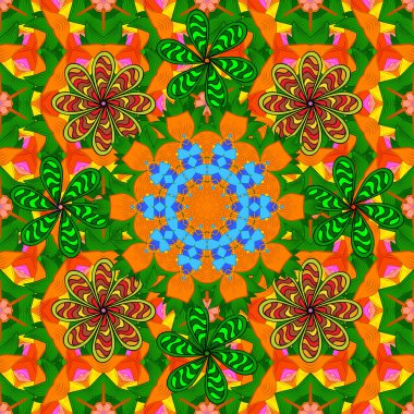 Vektör suluboya çiçek deseni, narin çiçekler, sarı, turuncu ve yeşil çiçekler, tebrik kartı şablonu. Vektör Güzel kumaş deseni.