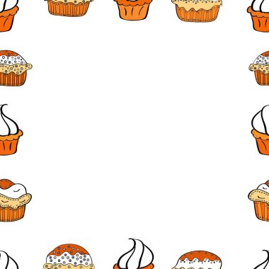 Beyaz, siyah ve turuncu renkli resim. İkinci dereceden kareler karalıyor. Vektör. Kusursuz..