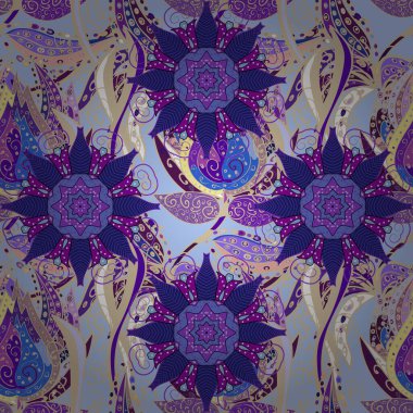 Vektör hisseleri. Menekşe rengi, bej rengi ve nötr çiçekler. Kusursuz bir arka plan modeli. Suluboya, elle çizilmiş.