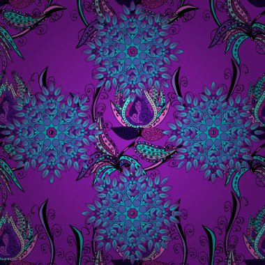 Vektör çizimi. Mavi, mor ve siyah renkte. Kartlar, davetiyeler, tarih kartları ve daha fazlası için kullanılabilir. Karalamalar. Kusursuz dekoratif arkaplan.