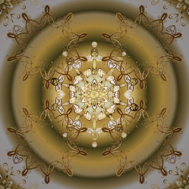 Tasarımın için, skeç. Altın renkli çizim çizimi. Vektör geometrik arkaplan. Altın çiçekli bej, kahverengi ve nötr renklerde altın eskiz deseni.