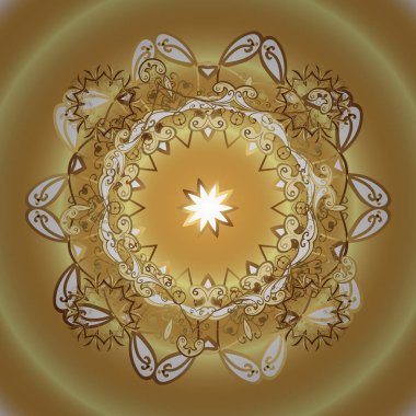 Altın elementlerle bej, kahverengi ve sarı renklerde eskiz deseni. Klasik klasik klasik arka plan. Klasik vektör altın desenini çiz. Geleneksel oryantasyon süsü.