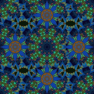 Yumuşak, bahar çiçekli arka plan. Çiçekli karalama şeklinde vektör deseni. Çiçekler siyah, mavi ve yeşil renklerde.