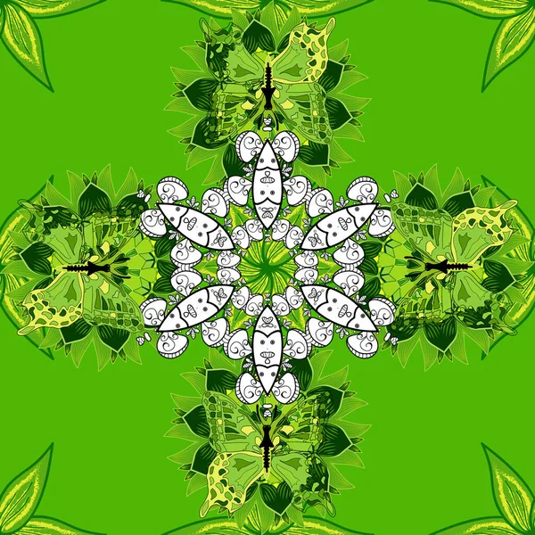 Padrão Vintage Vetorial Cartão Convite Mandala Colorido Preto Branco Verde —  Vetores de Stock