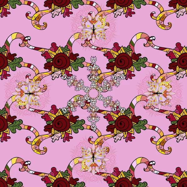 ピンクの色 抽象的な落書きパターン いい背景だ ベクトルイラスト シームレスかわいい生地パターン — ストックベクタ