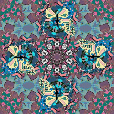 Bej, nötr ve mavi renkte karalamalar. Vektör çizimi. Tasarım ambalajı ve hediye kağıdı, tebrik kartları, afiş ve poster tasarımı. Kusursuz bir arka plan. - Stok. Suluboya, elle çizilmiş.