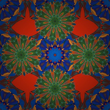 Çiçek deseni. Vektör kusursuz. Güzel kumaş deseni. Düz Çiçek Elementleri Tasarımı. Renkli Bahar Teması Kusursuz Arkaplan.