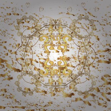 Noel, kar tanesi, yeni yıl. Beyaz ve bej renklerde altın elementlerle klasik desen.