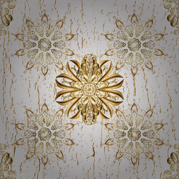 花の古典的なテクスチャ カード スケッチ 繊維のためのヴィンテージを設計します 金のテンプレート パターン黄金の要素 ベクトル 王室レトロな背景 — ストックベクタ