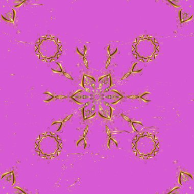 Oriental vektör klasik menekşe, kahverengi ve altın desenli. Soyut arkaplan.